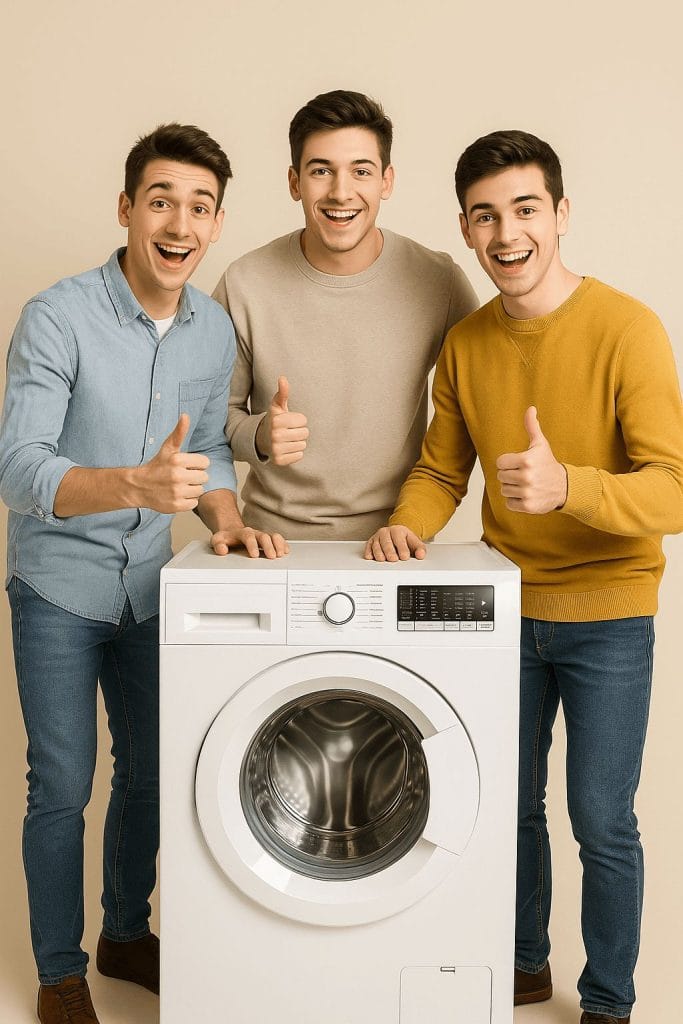 Groupe de personne en machine à laver